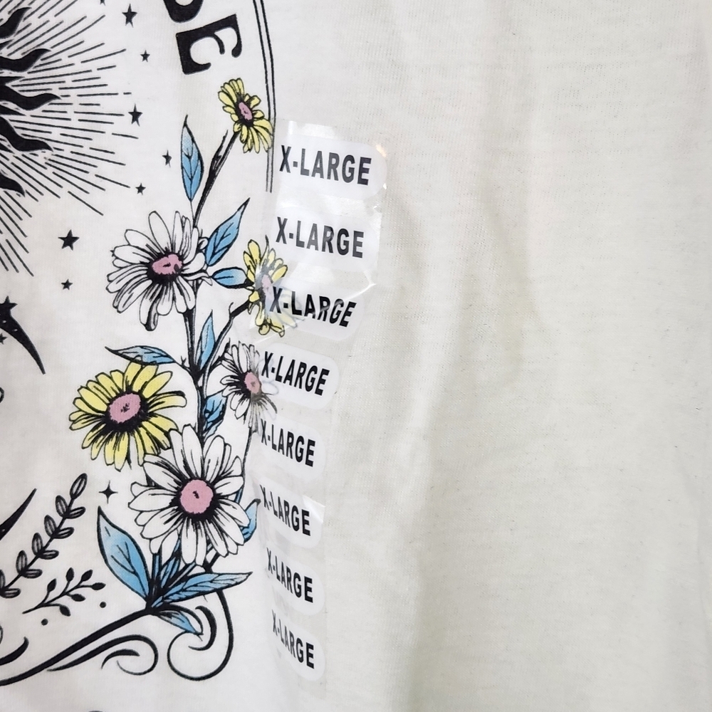 NWT Boutique Trust The Universe Cream Crop Short Sleeve Tee Size XL. T112 - Picture 3 of 5